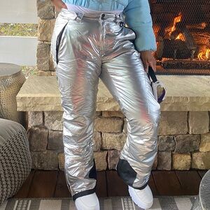 Metallic Silver Snow Pants